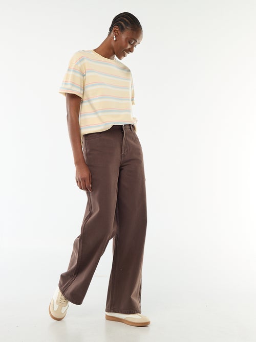 Pantalon large femme en twill - Kiabi