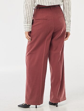 Pantalon large femme en viscose taille haute à boucle