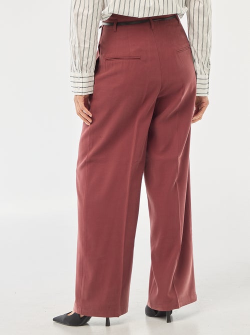 Pantalon large femme en viscose taille haute à boucle - Kiabi Pantalon large femme en viscose taille haute à boucle - Kiabi
