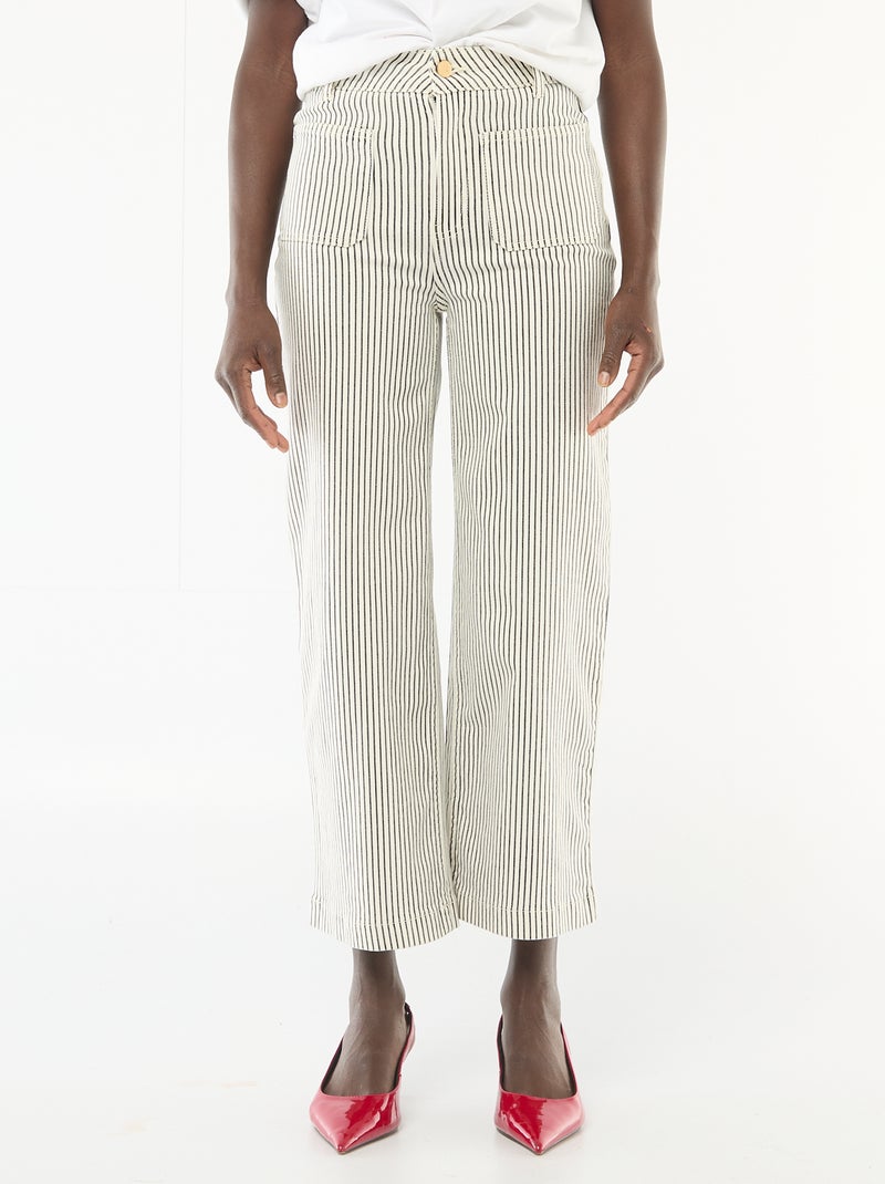 Pantalon large femme fantaisie Blanc rayé - Kiabi