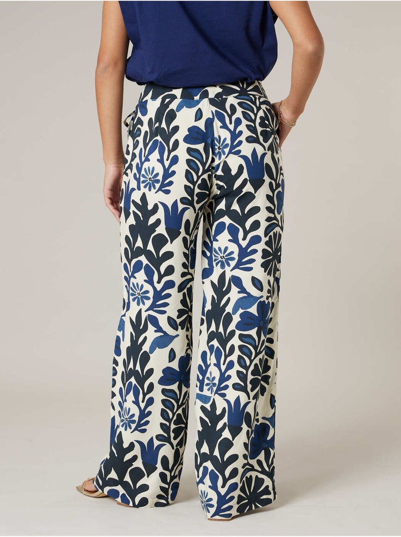 Pantalon large femme imprimé 'Deeluxe' Bleu marine - Kiabi