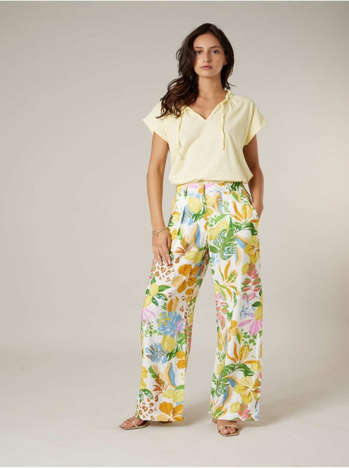 Pantalon large femme imprimé fleuri 'Deeluxe' - Kiabi