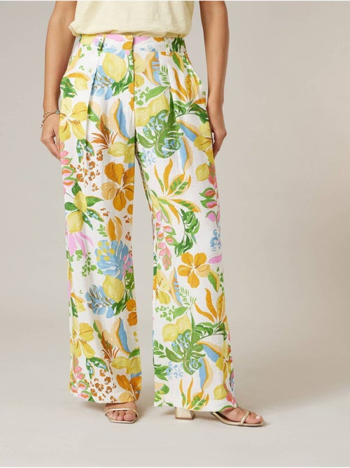 Pantalon large femme imprimé fleuri 'Deeluxe' - Kiabi