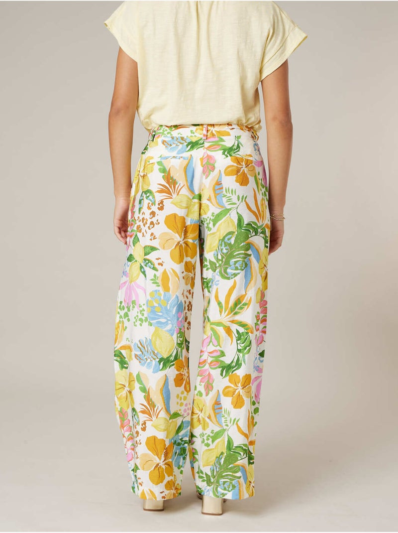 Pantalon large femme imprimé fleuri 'Deeluxe' Blanc - Kiabi
