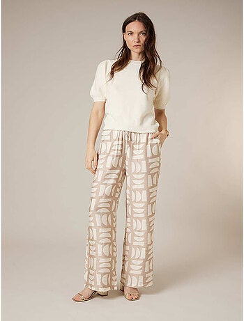 Pantalon large femme imprimé graphique 'Deeluxe'