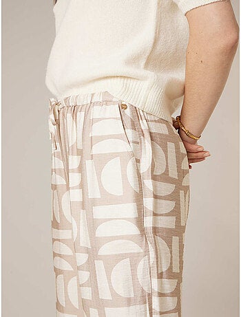 Pantalon large femme imprimé graphique 'Deeluxe'