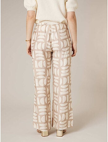 Pantalon large femme imprimé graphique 'Deeluxe'