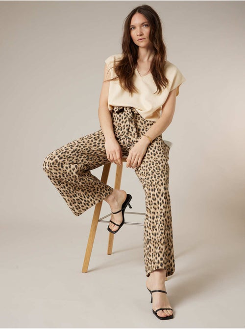 Pantalon large femme imprimé léopard  'Deeluxe' - Kiabi