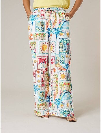 Pantalon large femme imprimé tropical 'Deeluxe'