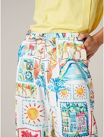 Pantalon large femme imprimé tropical 'Deeluxe'
