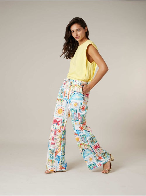 Pantalon large femme imprimé tropical 'Deeluxe' - Kiabi