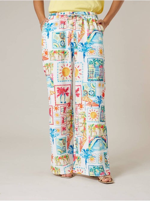 Pantalon large femme imprimé tropical 'Deeluxe' - Kiabi