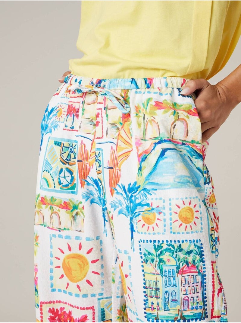 Pantalon large femme imprimé tropical 'Deeluxe' Multicolore - Kiabi