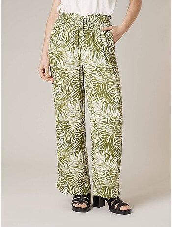 Pantalon large femme imprimé végétal 'Deeluxe'