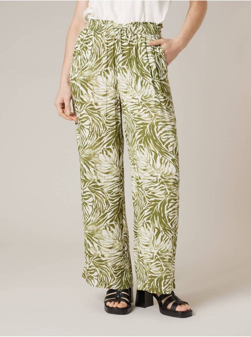 Pantalon large femme imprimé végétal 'Deeluxe' - Kiabi