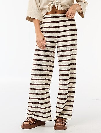 Pantalon large femme en maille légère