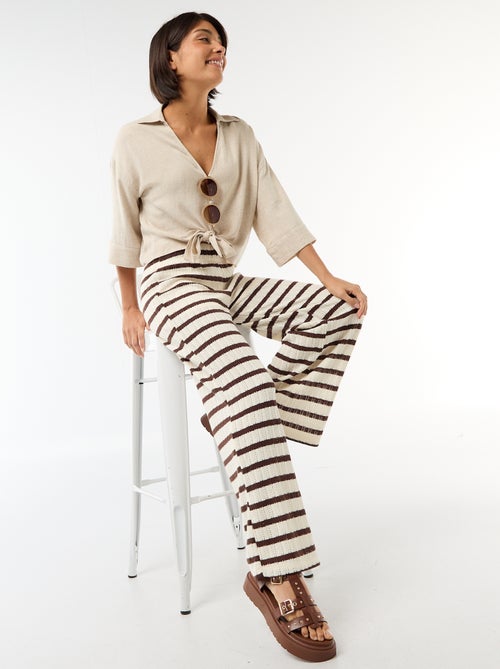 Pantalon large femme maille légère - Kiabi Pantalon large femme maille légère - Kiabi