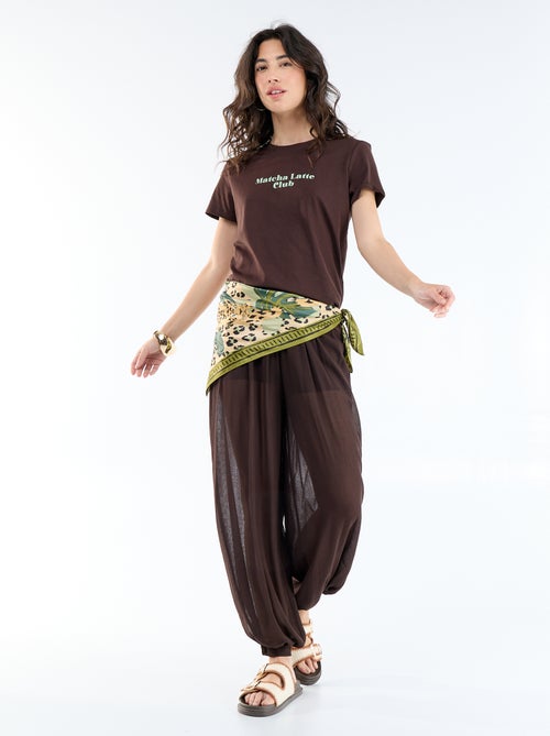 Pantalon large femme maille légère taille élastiquée - Kiabi Pantalon large femme maille légère taille élastiquée - Kiabi
