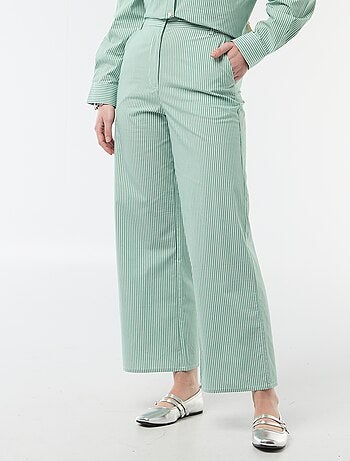 Pantalon large femme rayé fantaisie