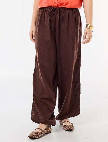 Pantalon large femme taille élastiquée à bas resserré