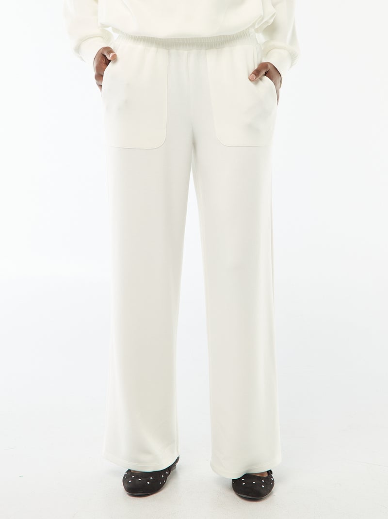 Pantalon large femme taille élastiquée Blanc - Kiabi