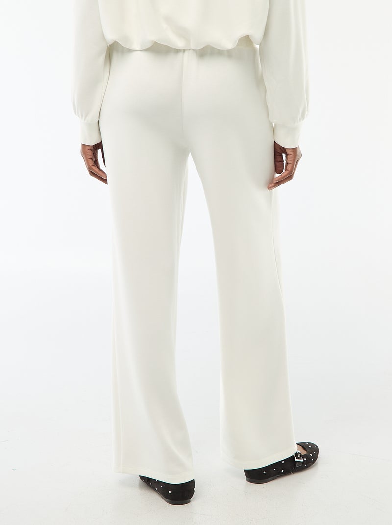 Pantalon large femme taille élastiquée Blanc - Kiabi