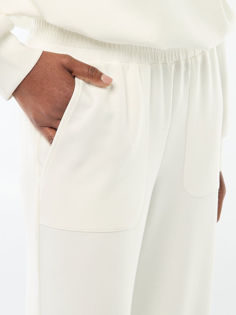 Pantalon large femme taille élastiquée Blanc - Kiabi
