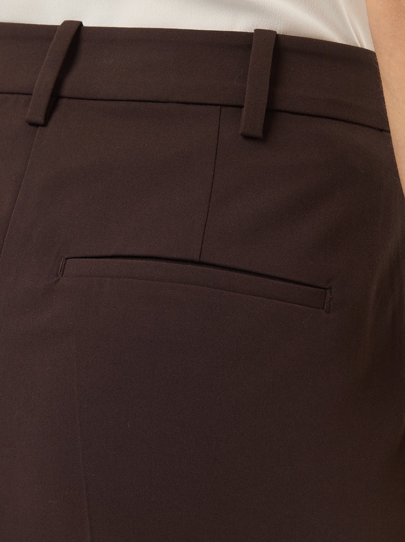 Pantalon large femme taille haute Marron - Kiabi