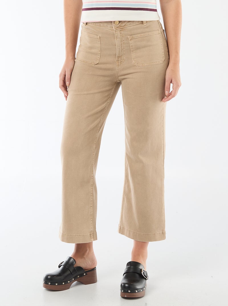 Pantalon large femme taille standard Beige - Kiabi