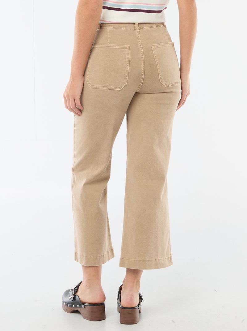 Pantalon large femme taille standard Beige - Kiabi
