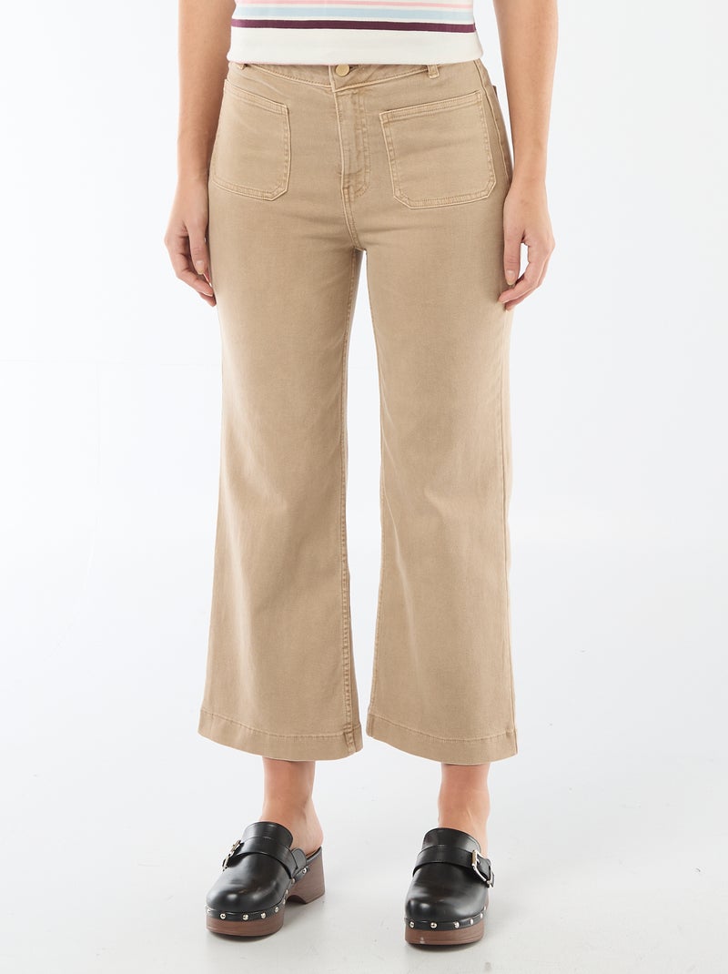 Pantalon large femme taille standard Beige - Kiabi