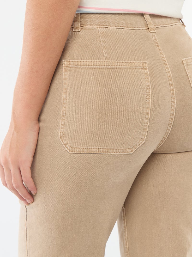 Pantalon large femme taille standard Beige - Kiabi