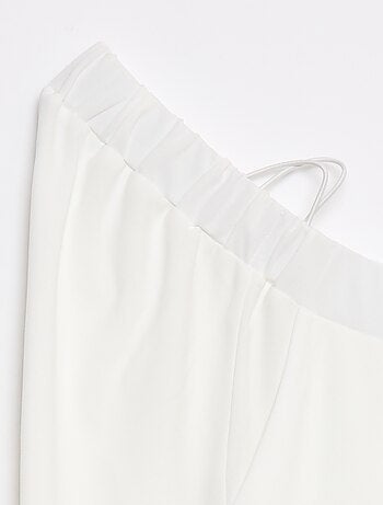 Pantalon large femme taille haute en maille légère