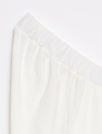Pantalon large femme taille haute en maille légère
