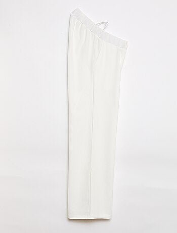 Pantalon large femme taille haute en maille légère