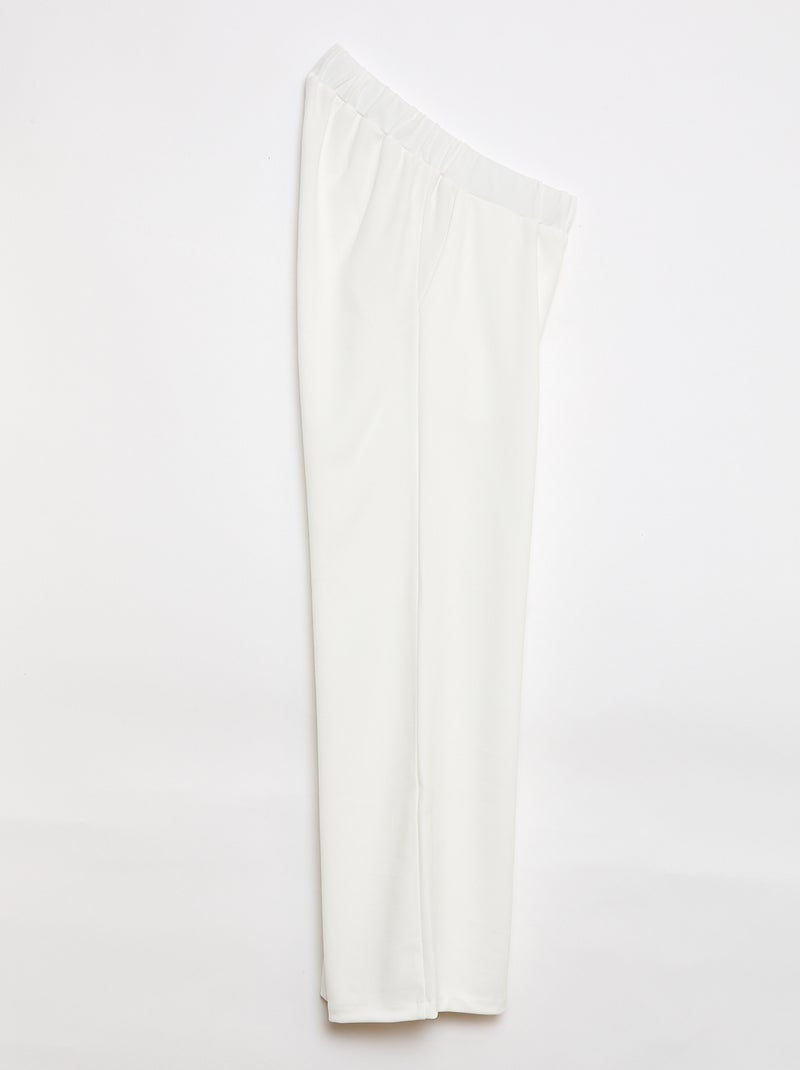 Pantalon large femme uni taille haute Blanc - Kiabi