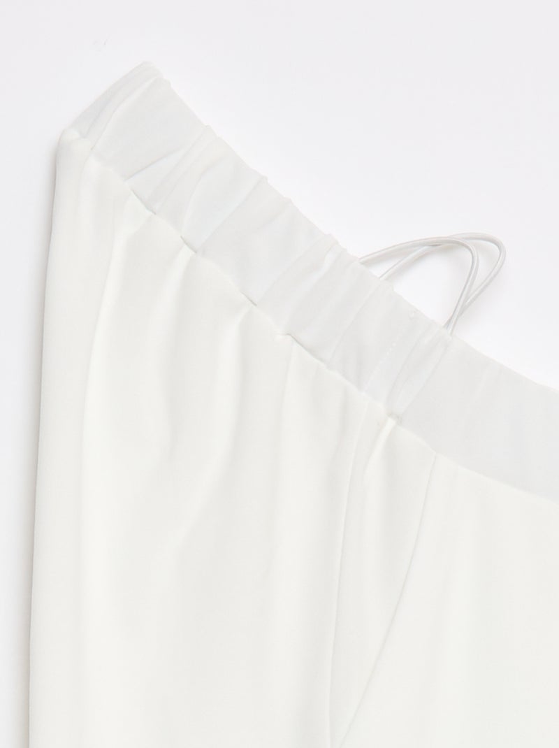 Pantalon large femme uni taille haute Blanc - Kiabi
