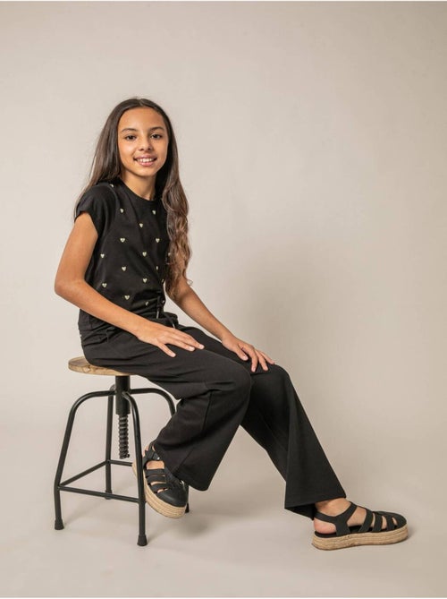 Pantalon large fille en interlock 'Deeluxe' - Kiabi