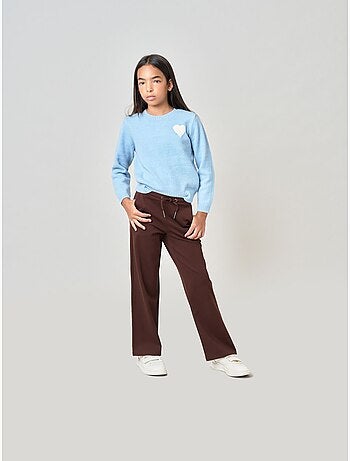 Pantalon large fille en maille interlock 'deeluxe'