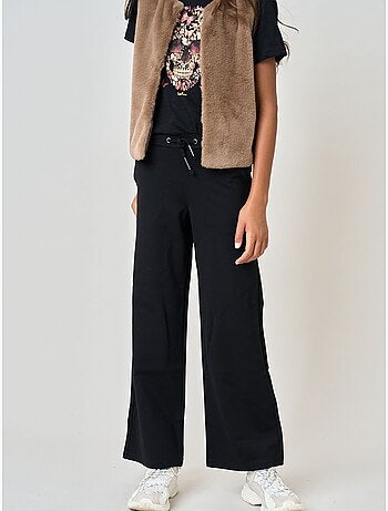 Pantalon large fille en maille interlock 'deeluxe'