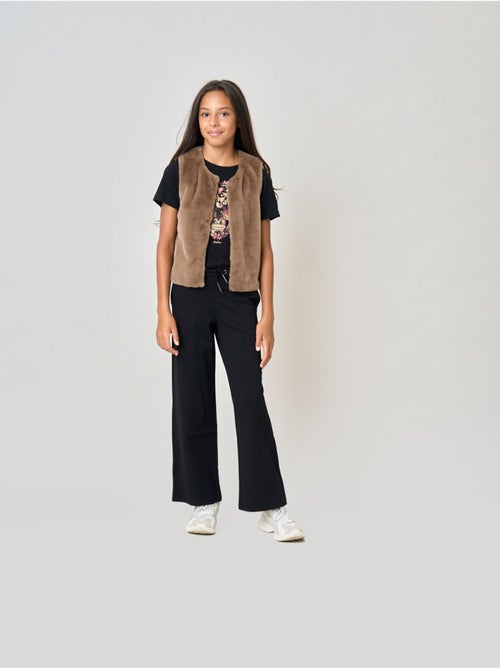 Pantalon large fille en maille interlock 'deeluxe' - Kiabi