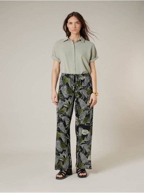 Pantalon large fille imprimé jungle 'Deeluxe' - Kiabi
