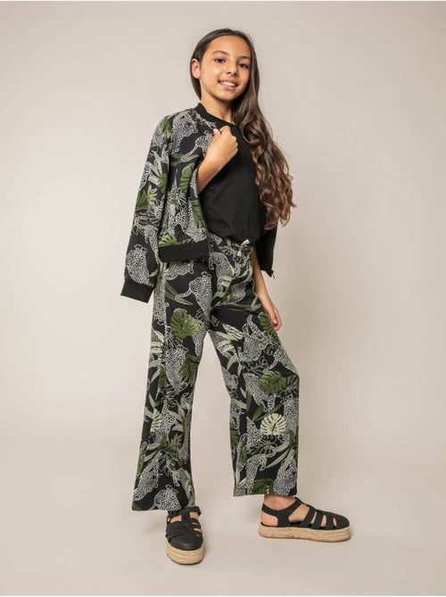 Pantalon large fille imprimé jungle 'Deeluxe' - Kiabi