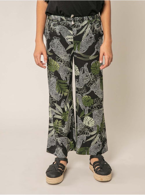Pantalon large fille imprimé jungle 'Deeluxe' - Kiabi