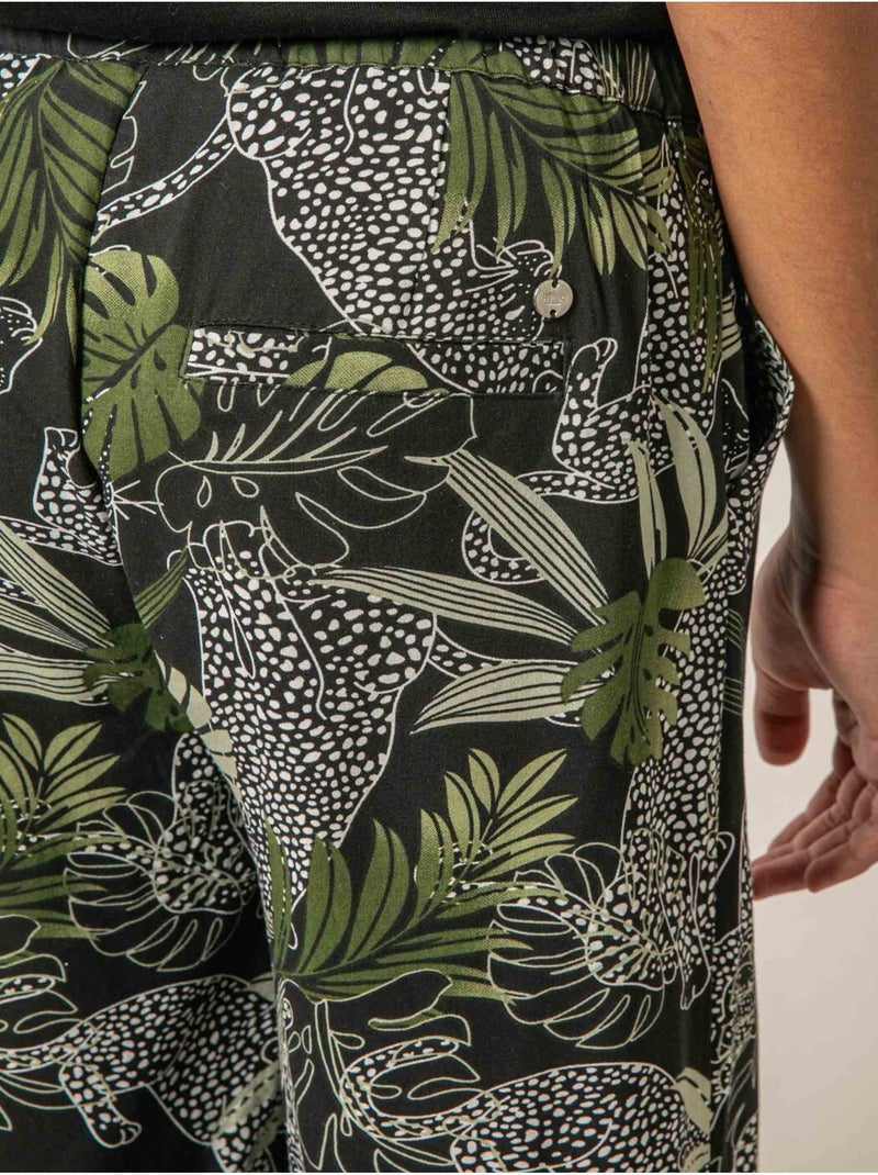 Pantalon large fille imprimé jungle 'Deeluxe' Noir - Kiabi