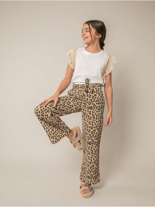 Pantalon large fille imprimé léopard 'Deeluxe' - Kiabi