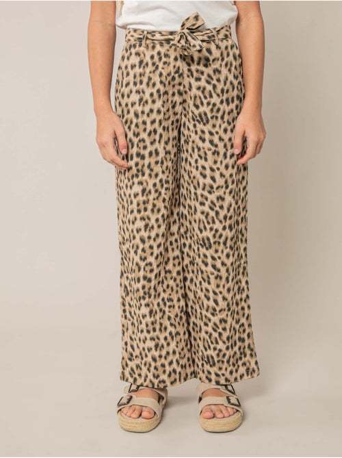 Pantalon large fille imprimé léopard 'Deeluxe' - Kiabi