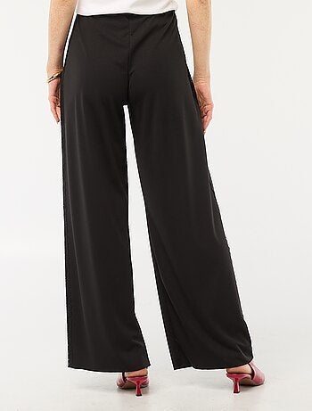 Pantalon large fluide avec bandes latérales en dentelle