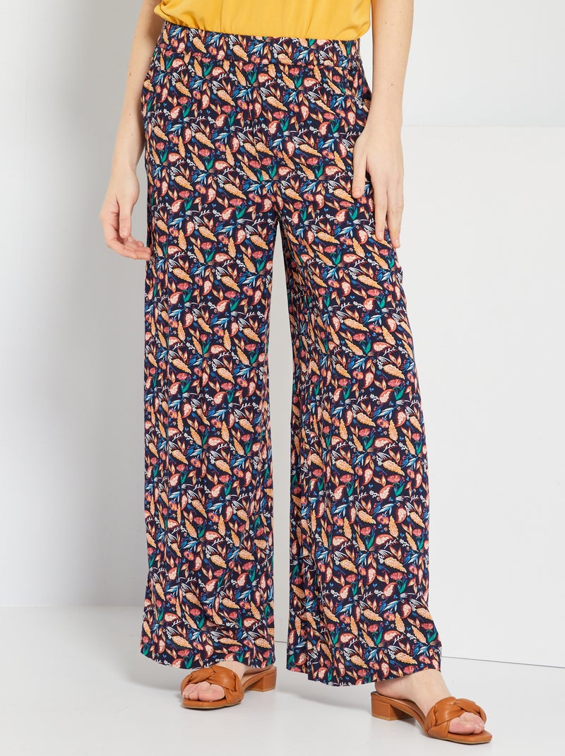 Pantalon large fluide Bleu marine - Kiabi