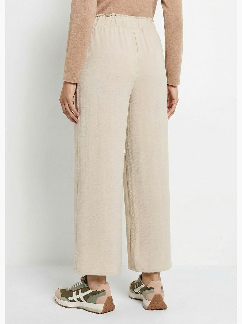 Pantalon large fluide en crêpe - Afibel Beige - Kiabi